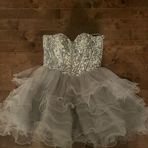 Elegant Silver Sequins Dress